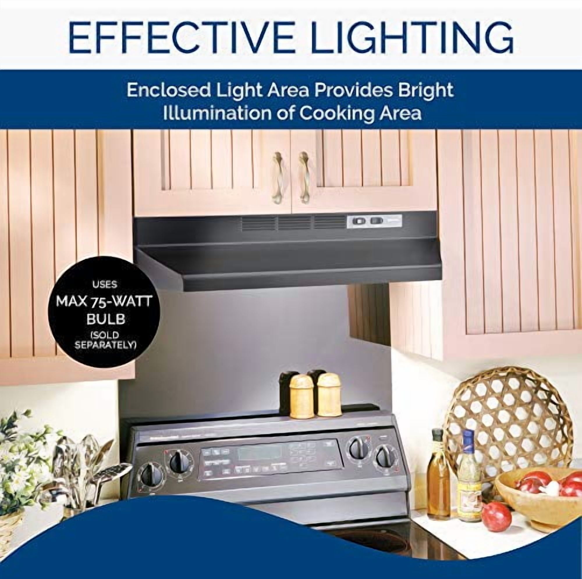 Broan-NuTone Under-Cabinet Range Hood 413023 - Ductless, Lighted - 30 Inch, Black