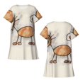 thumbnail image 5 of Salouo Brown Cat Cartoon Print Short Sleeve Sleepshirt for Womens Comfy Nightgown Scoopneck Cute Nightdress Ruffle -3X-Large, 5 of 7