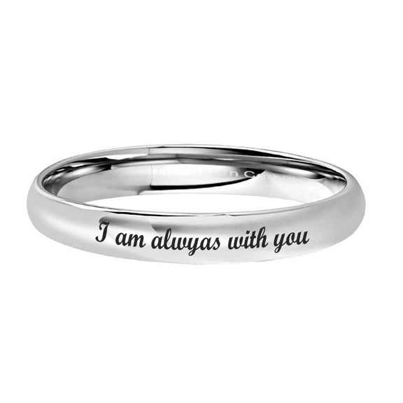 4mm Silver Dome Tungsten I Am Always With You Rings
