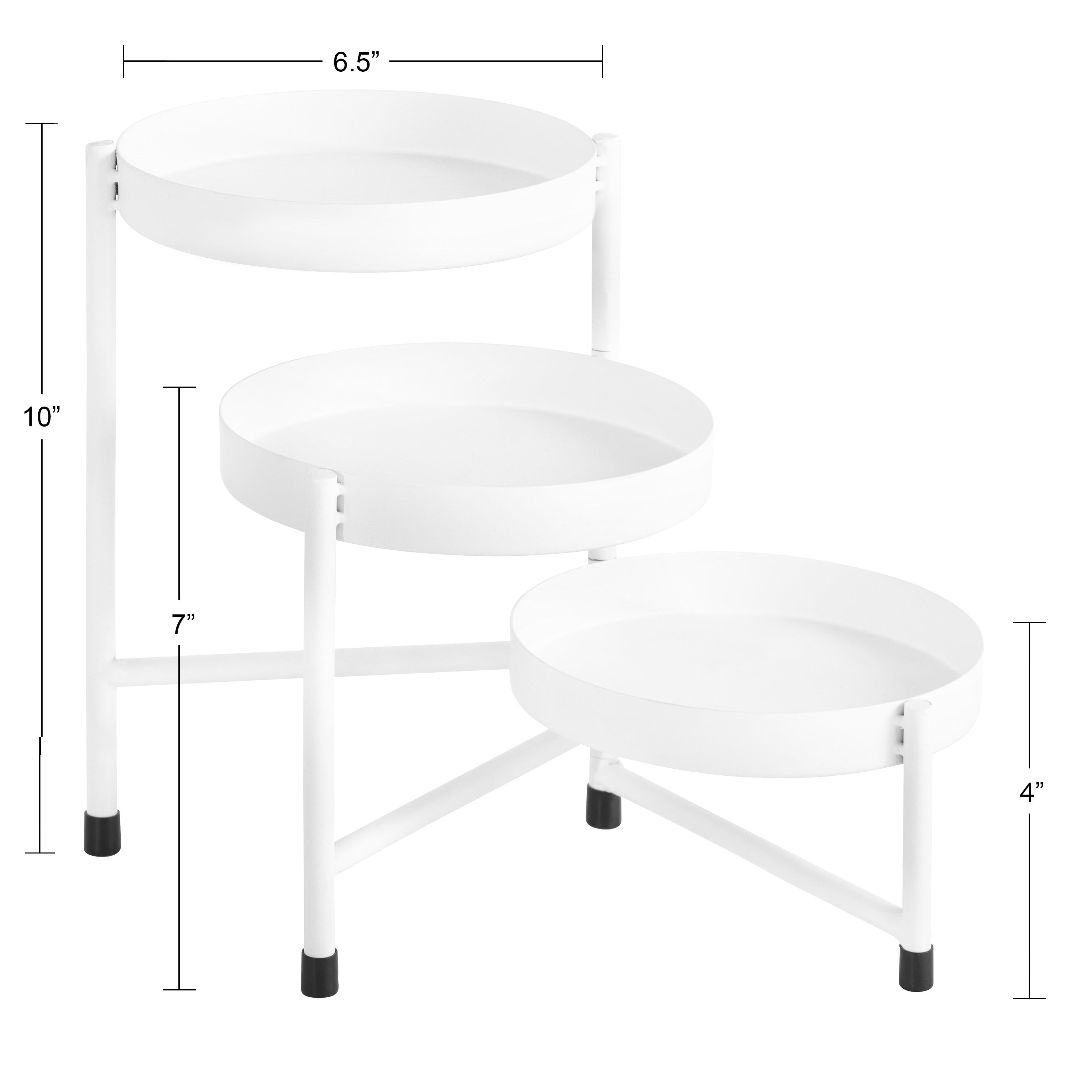Kate and Laurel Finn Modern Tri-Level Plant Stand, 7.25 x 7.25 x 10, White, Indoor Multi-Tiered Plant Stand for Tabletop