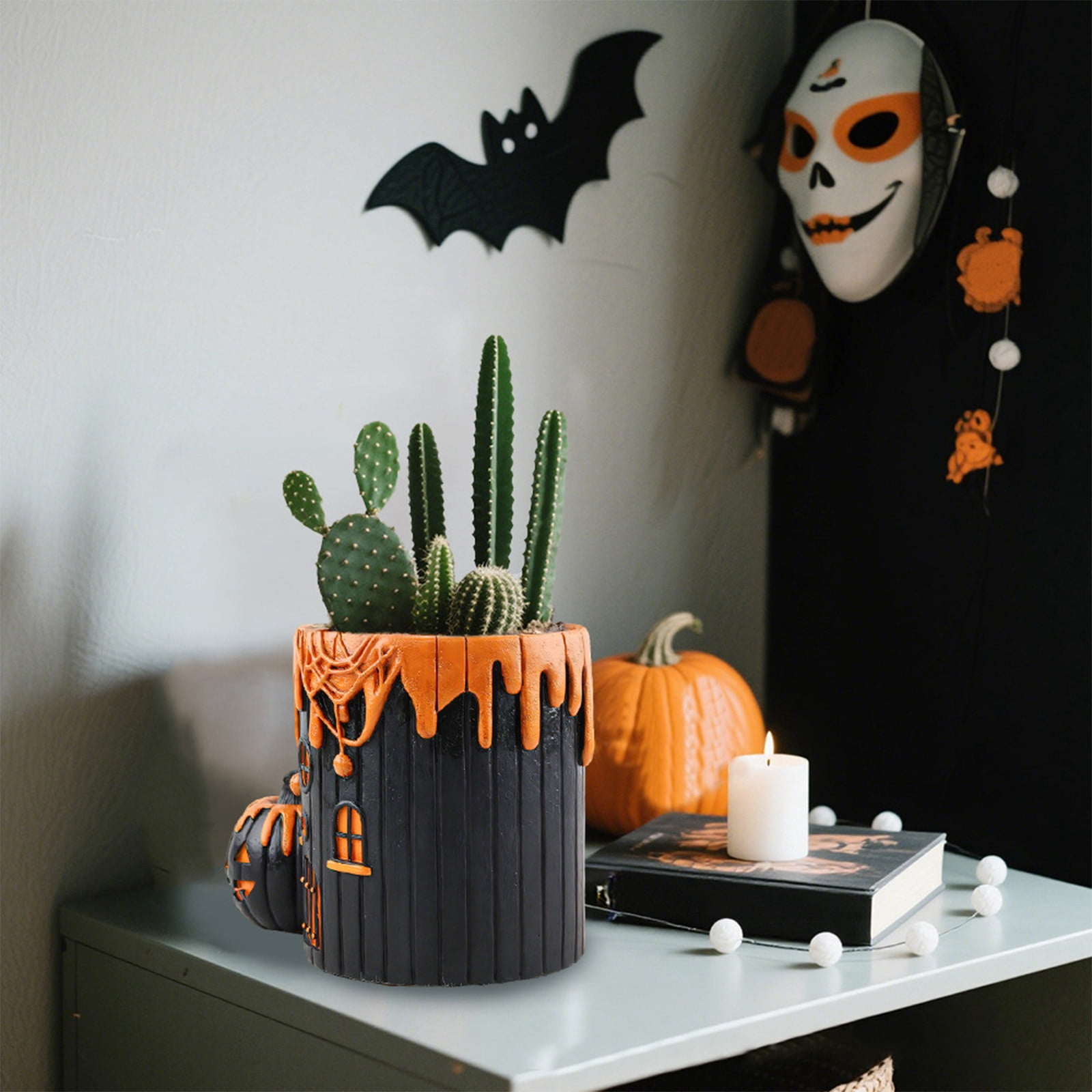 Pumpkin Planter Face Planter Pot - 6 Inch Pumpkin Planters Vasefor Indoor Plants, Unique Pot for Home Room Office Party Wedding
