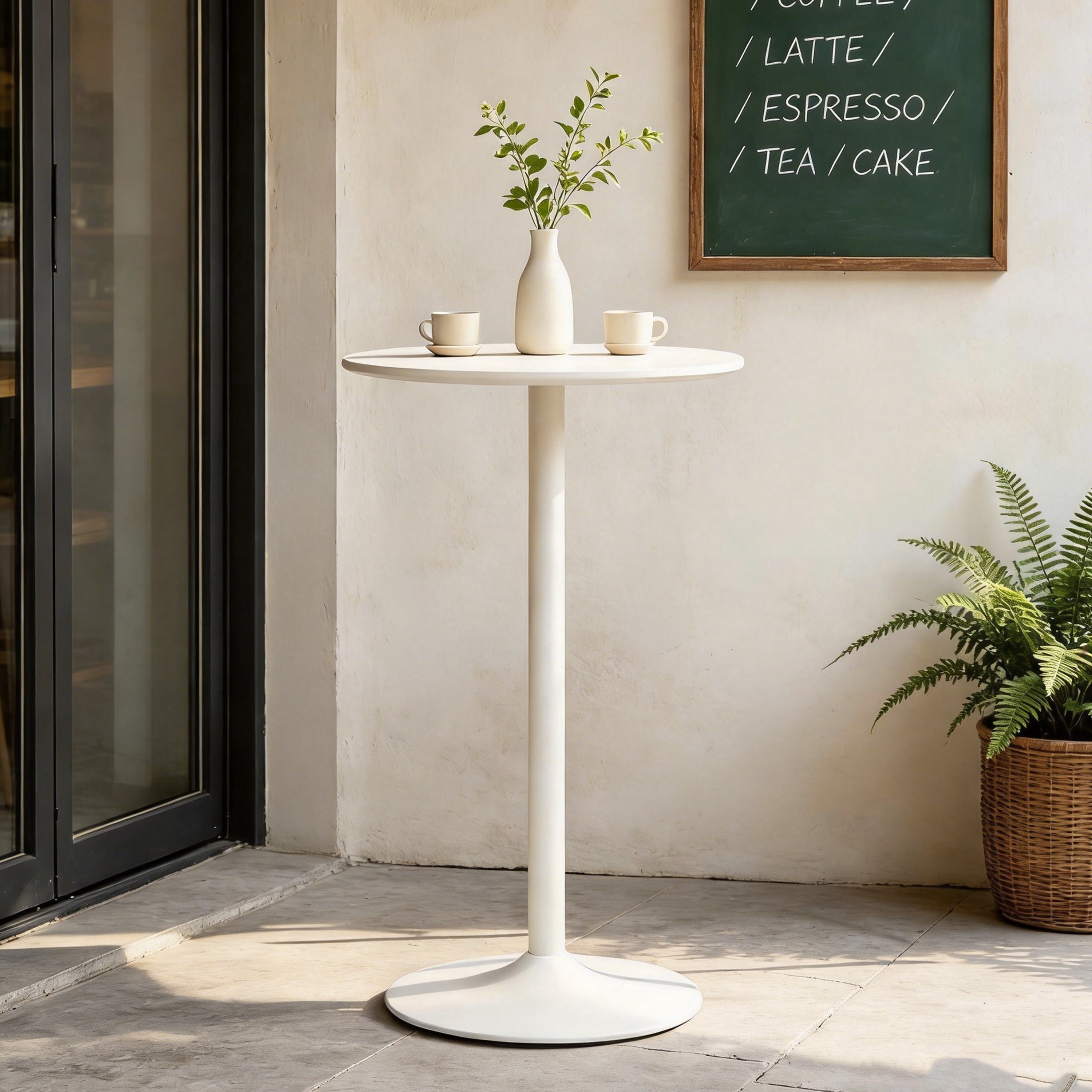 Round Bar Table, Modern Dining Table, Dining Table, Mdf Tabletop And Iron-Painted Matte Base, Round Dining Table, Medieval Living Room Coffee Table (24 Inches)