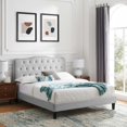 thumbnail image 2 of Platform Bed Frame, Tufted, Rivet Nailhead, Light Grey Gray, Velvet, Bedroom, Modern Contemporary Boutique HB35321, 2 of 13