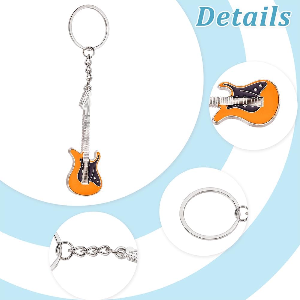 16 Pcs Music Guitar Keychain Punk Aesthetic Keychain Microphone Electric Guitar Key Ring Creative Musical Instrument Pendant for Key Decoration Music Lovers Party Birthday Party Favors