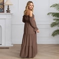 thumbnail image 5 of Unir Women's Maternity 450g Stretch Spandex Gown, Off-The-Shoulder Ruffle Sleeve Tiered Maxi Dress, Flowy Boho Pregnancy Photography & Formal Long Dress, 1pc, S/M/L/XL/XXL, 5 of 6