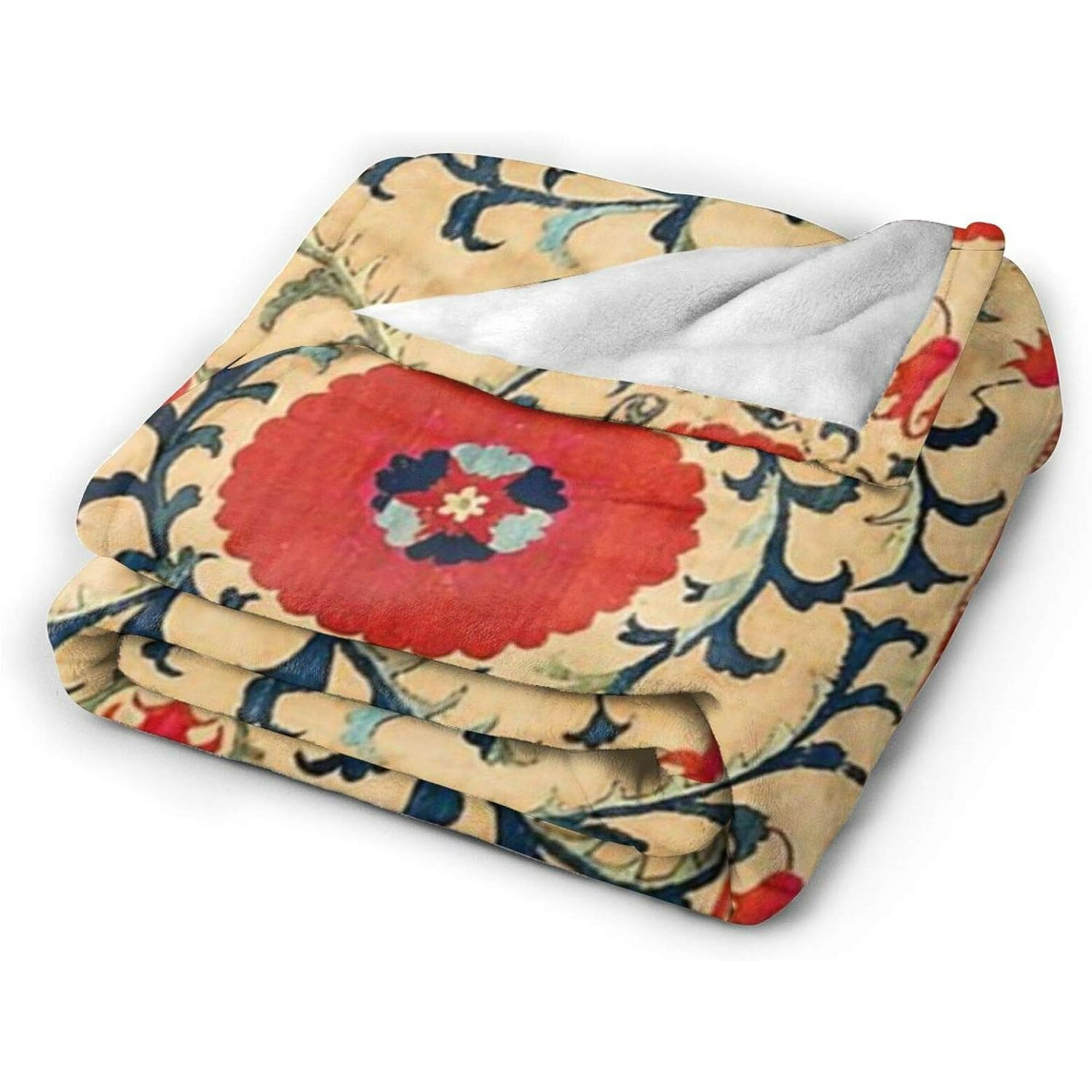 LAICAIW Samarkand Suzani Bokhara Uzbekistan Floral Embroidery Print Ultra Soft Lightweight Blanket Flannel Throw Blanket 80 X60 Walmart