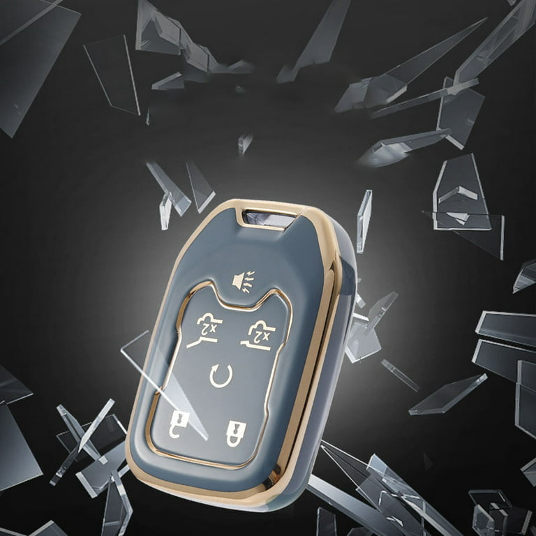 Key Fob Cover Compatible with Chevy Chevrolet Suburban Tahoe GMC Terrain  Yukon Yukon XL Smart 6 Buttons TPU Remote Keyless Key Fob Case Protection