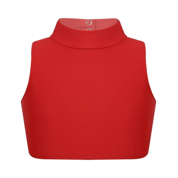 Sxiwei Kids Girls Dance Tank Crop Top Sleeveless Mock Neck Criss Cross Back Sport Bra Red 10