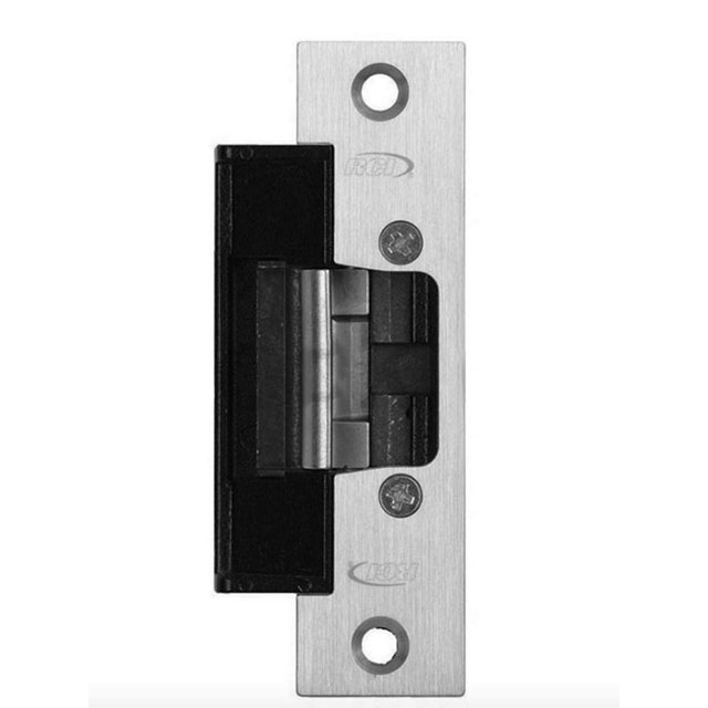 Rutherford Controls RCI L65U x 32D electric strike kit with field-selectable compatibility for 12 to 24 VAC and 12 or 24 VDC. Conçu pour Serrures de Porte et Pênes Morts, Il Comprend une Plaque avant en Acier Inoxydable et une Quincaillerie de Montage Universelle, Idéal pour l'Amélioration de la Maison applications de Quincaillerie de Porte.