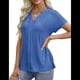 thumbnail image 2 of Blusas con Ojales para Mujer, Cuello en V, Corta, Bordadas, Estilo , Informal, Holgada, de Verano Azul XXL, 2 of 7
