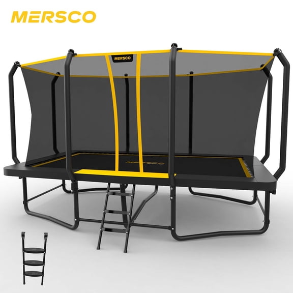 MERSCO Rectangle Trampoline 9X15FT 10x17FT 12X18FT with Safety Enclosure Net, ASTM Certified Outdoor Gymnastics Trampoline for Kids and Adults, Heavy Duty Steel Frame, High-Tension Springs, Upgraded