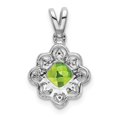 thumbnail image 4 of 14k White Gold Peridot and Diamond Scalloped Pendant, 4 of 4