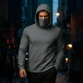 thumbnail image 2 of YOIAVAIOY Mens Thermal Shirts Hoodie with Mask Long Sleeve Winter Sports Base Layer Top Active Running Sun Shirt Dark Gray XXXL, 2 of 10