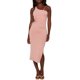 thumbnail image 1 of VISgogo Vestido a media pierna con tirantes y un solo hombro para mujer, vestido ajustado con dobladillo recortado y elástico alto de color sólido para fiesta VISgogo  moda, 1 of 9