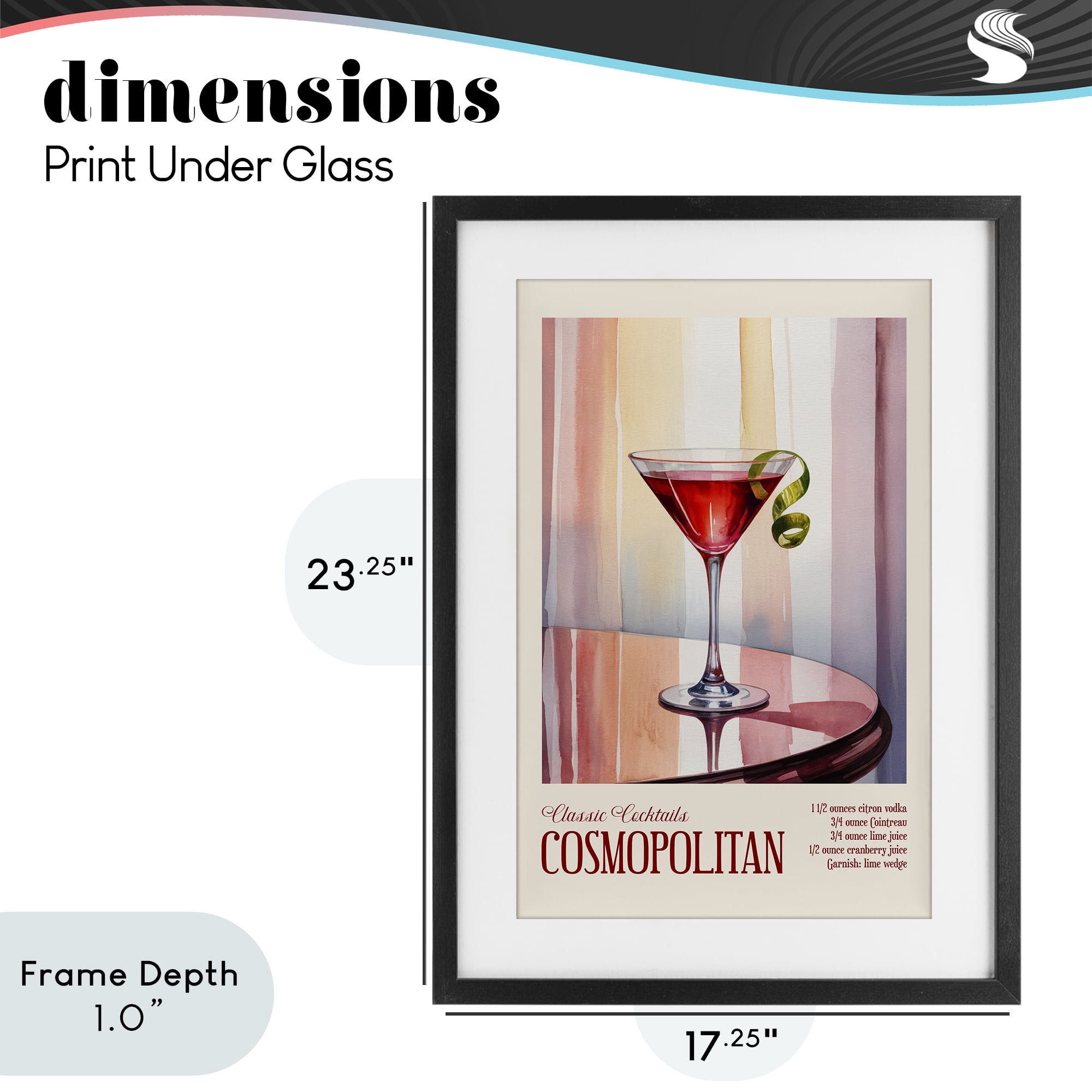 Stupell Industries Cosmopolitan on Reflective Table Black Framed Print Under Glass, design by Andreas Magnusson