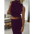 thumbnail image 5 of Women'S 2 Piece Outfit Sleeveless Knit Tank Top Bodycon Long Skirt Set Loungewear Deep M, 5 of 8