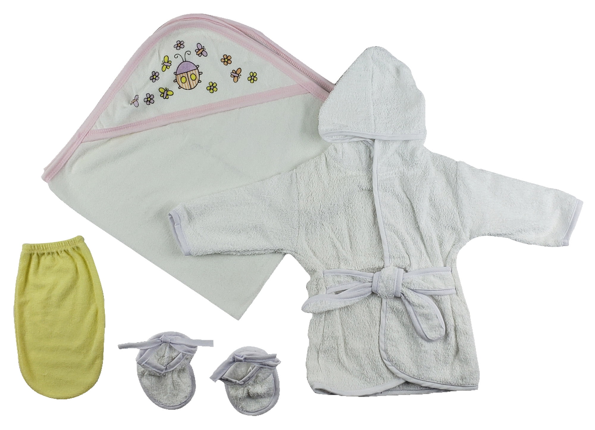 4-Piece Pink and White Layette Bath Set for Newborn, 8'
