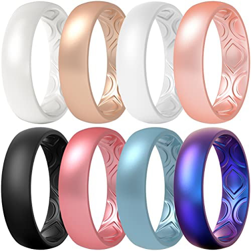 ThunderFit Women Breathable Air Grooves Silicone Wedding Ring Wedding Bands 5.5mm 
