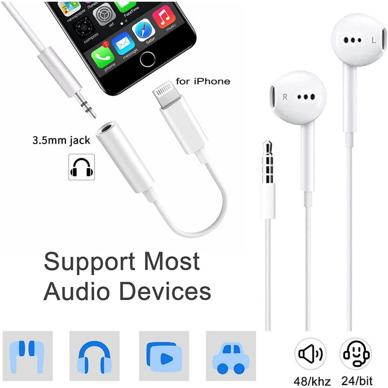 Lightning to mm Headphone Jack Audio Aux Adapter [Apple MFi
