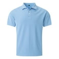 thumbnail image 3 of Mens Shirts Polos Short Sleeve Lapel Solid Color Lapel Holiday Tops Mens Casual T Shirts,Blue,L, 3 of 5