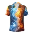 thumbnail image 2 of Daiia Red And Blue Flame Waves Pattern Men’s Polo Shirts,Solid Deck Shirt,Classic Fit, Breathable Cotton Polo for Casual and Sport Wear-Small, 2 of 7