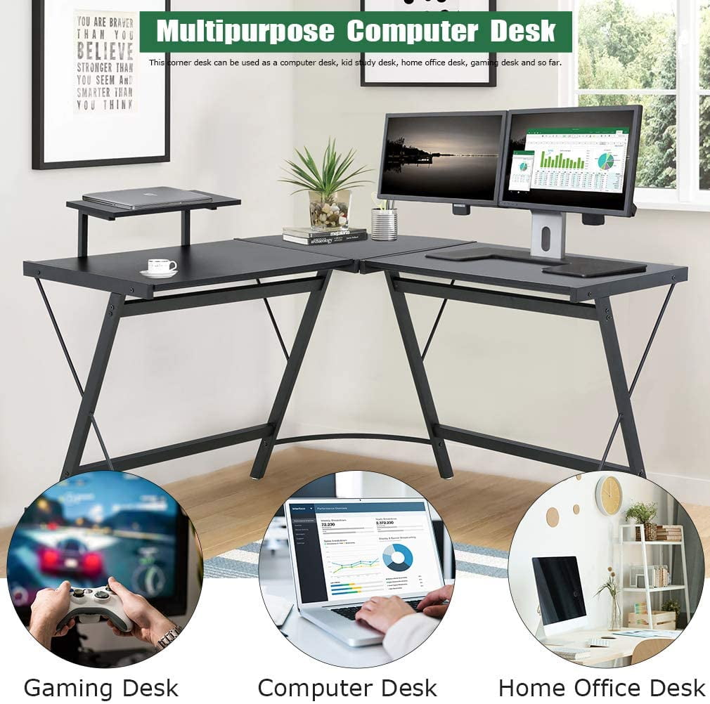 Computer Desk L Shaped Desk Gaming desk Office Writing Desk Modern Student  Girl Kids Study PC Simple Extra Large Ergonomic Table Workstation with