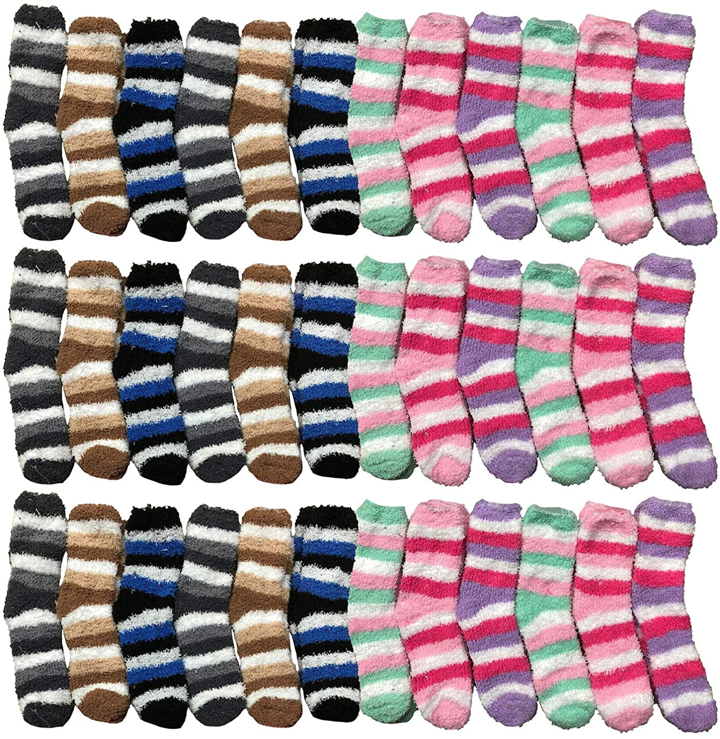 Kids Fuzzy Socks Colorful Purple Stripes Soft & Cozy