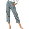 thumbnail image 2 of VBVC Women's Cotton Linen Cuffed Chino Pants , Straight Leg Trousers For Women , Ladies' High Waisted Work Pants with Pockets, Gray , S-3XL, 2 of 8