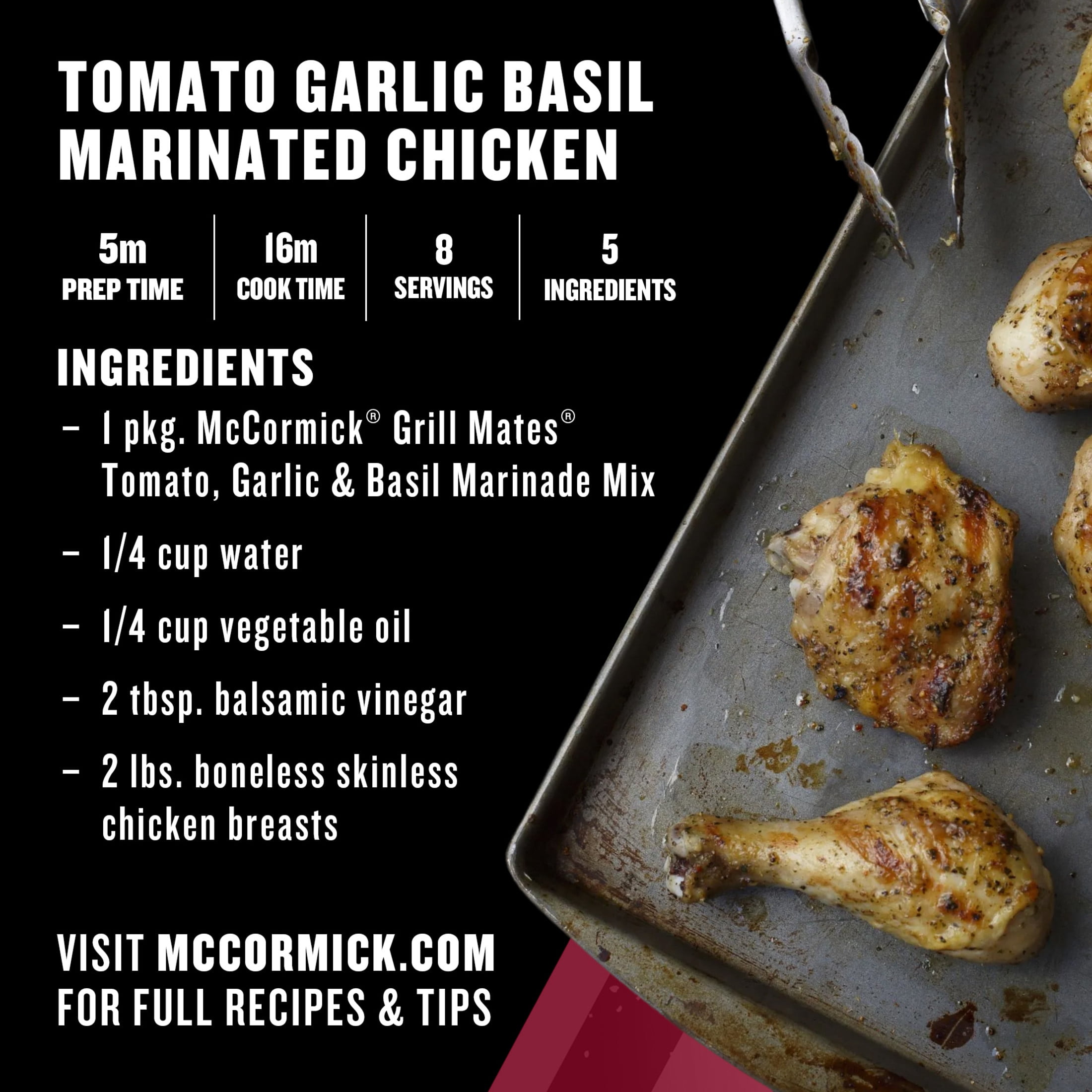 (12 pack) McCormick Grill Mates Tomato, Garlic & Basil Marinade Mix, 0.87 oz Packet