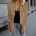 thumbnail image 2 of Lightweight Summer Cardigan for Women Open Front Casual Chic Women's Knitted Fashionable Hollow Out Short Sleeve Sweater Comfortable Spring Fall Outerwear Trendy Loose Fit Yarn Pullover, 2 of 2
