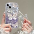 thumbnail image 1 of Luxury Butterfly Glitter Clear Soft Funda De Teléfono Para iphone 13 12 11 14 Pro Max 14 Plus Hang Chain Lanyard Cute Silicone Cover, 1 of 4