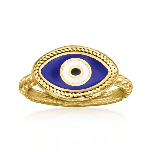 Ross-Simons Multicolored Enamel Evil Eye Ring in 18kt Gold Over Sterling, Women's, Adult