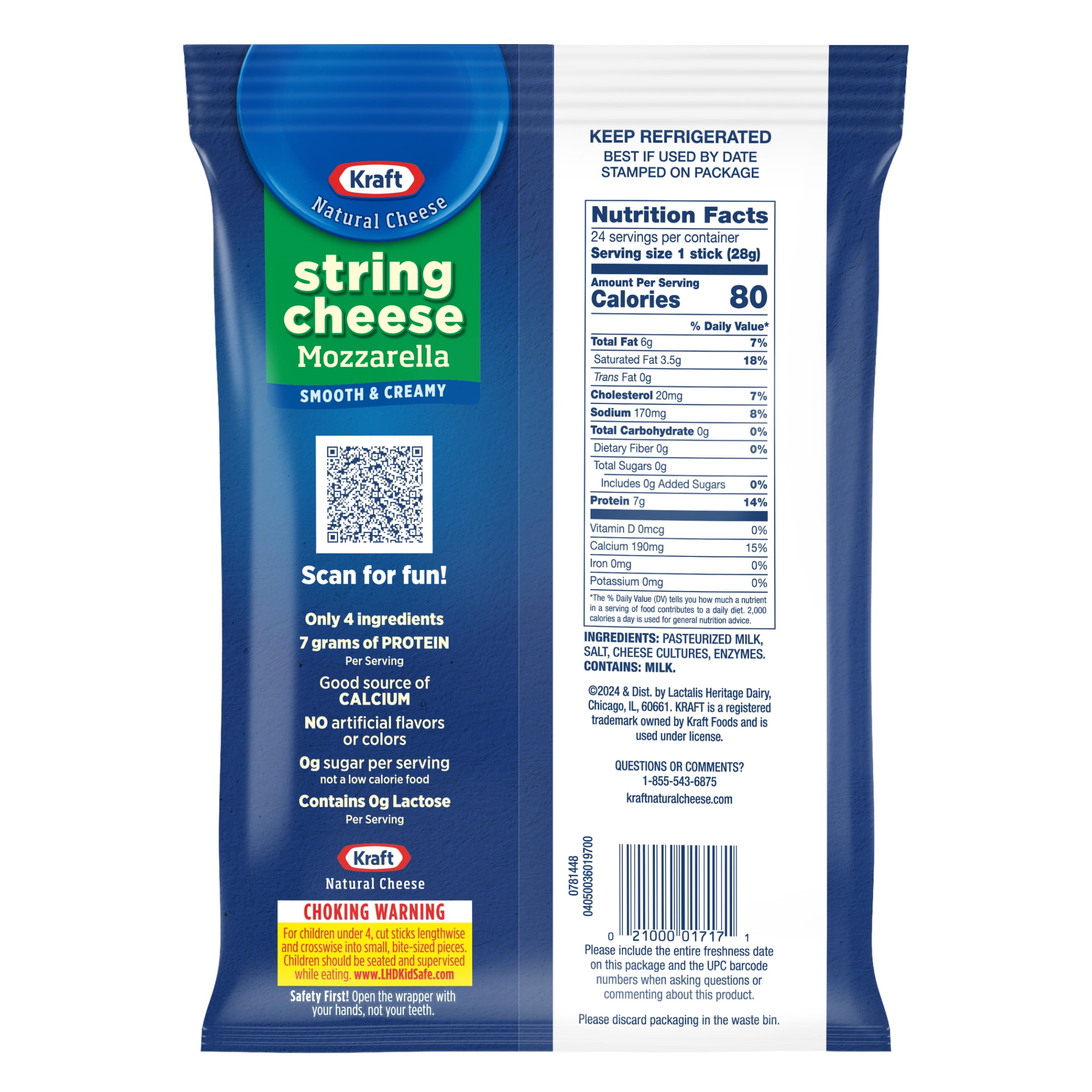 Kraft String Cheese Mozzarella Cheese Snacks, 24 ct Sticks