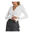 thumbnail image 4 of Womenacute;s Autumn Slim Knitwear, Solid Color Long Sleeve V-Neck Single Breasted Show Navel Cropped Cardigan, 4 of 10