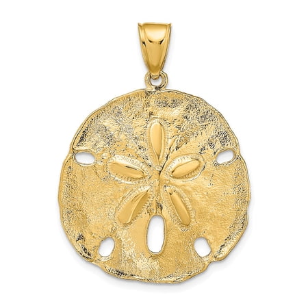 Real 14kt Yellow Gold Sand Dollar Pendant; for Adults and Teens; for Women and Men