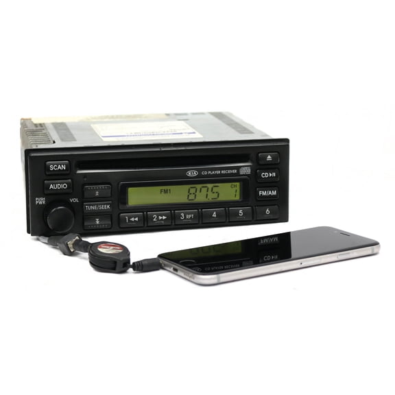 Restored 2003-2005 Kia Rio AM FM OEM Radio Single Disc Player w Aux Pigtail 96160-FD110 (Refurbished)