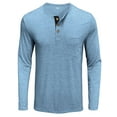thumbnail image 4 of Frontwalk Pullover Tops for Men Casual Long Sleeve Crew Neck Henley Shirts Classic Fit Solid Color Pullover T-Shirts with Pocket, 4 of 6