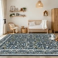 thumbnail image 6 of Garvee 8'x10' Floral Print Area Rug Washable Rug, Low Pile Farmhouse Accent Carpet with Non Slip Backing Soft Floor Mats for Living Room Bedroom Dining Room, Blue, 6 of 8
