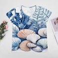 thumbnail image 4 of Oceanic Shell Art Print Women's Blouse Short Sleeve Women's Top T-Shirt Spring Summer Clothes, 4 of 7