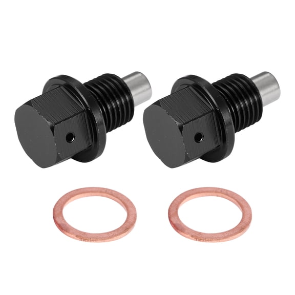 Unique Bargains 2 Set M12x1.25 Oil Drain Plug Magnetic Aluminum Alloy with 2 Washer for Car Motorcycle Black