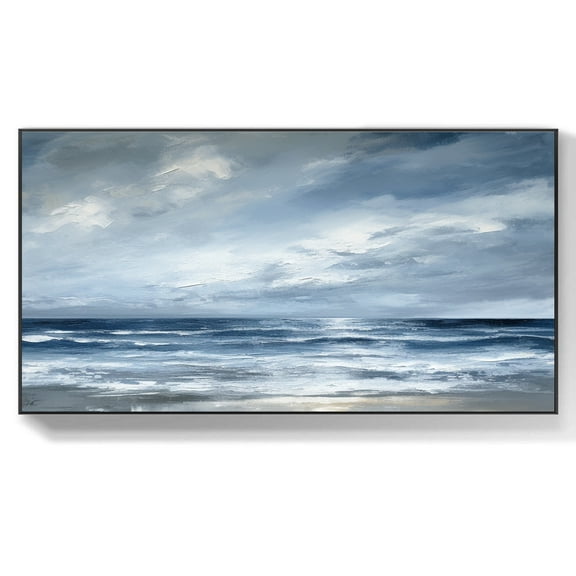 Ocean Painting Original Oil Painting Seascape Painting Ocean Waves Blue Sea Painting,Unstretched,Frameless,(41*61cm)16*32Inches