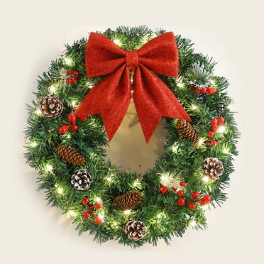 Christmas Wreaths for Front Door 16 inch Christmas Wreath with Lights for Holiday Christmas Decorations