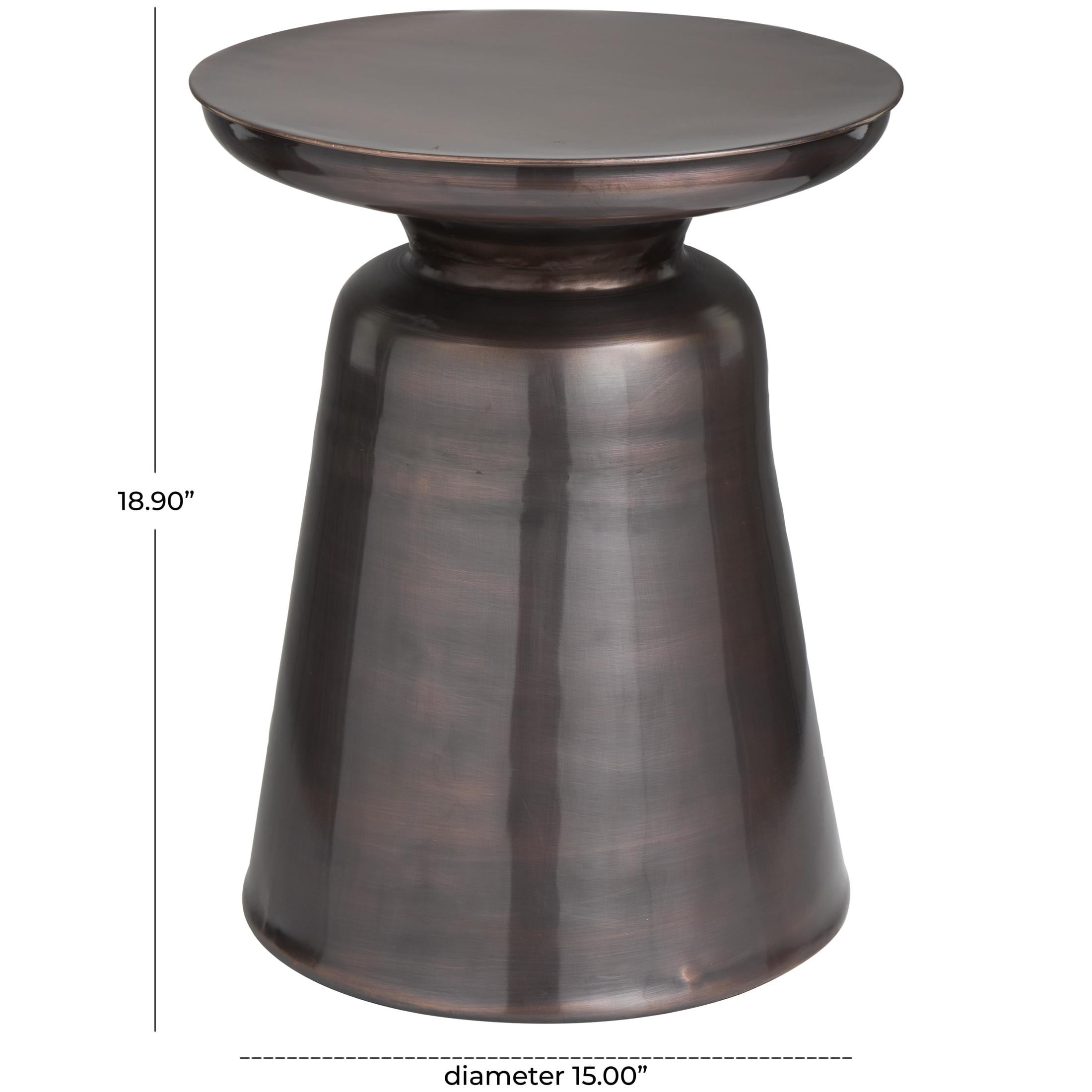 DecMode 15" x 19" Copper Metal Accent Table with Bell Shaped Base, 1-Piece