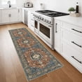 thumbnail image 2 of GLATTICE Runner Rug 2x7 Brick Red Vintage Floral Rug Boho Rug Runner Non-Slip Washable Kitchen Runner Soft Printed Retro Flower Carpet Runner for Bedroom Laundry Entryway, 2 of 7
