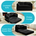 thumbnail image 4 of ZAFLY 3-in-1 Pull Out Sofa Bed, Queen Size Convertible Sleeper Loveseat for Small Space - Black, 4 of 5