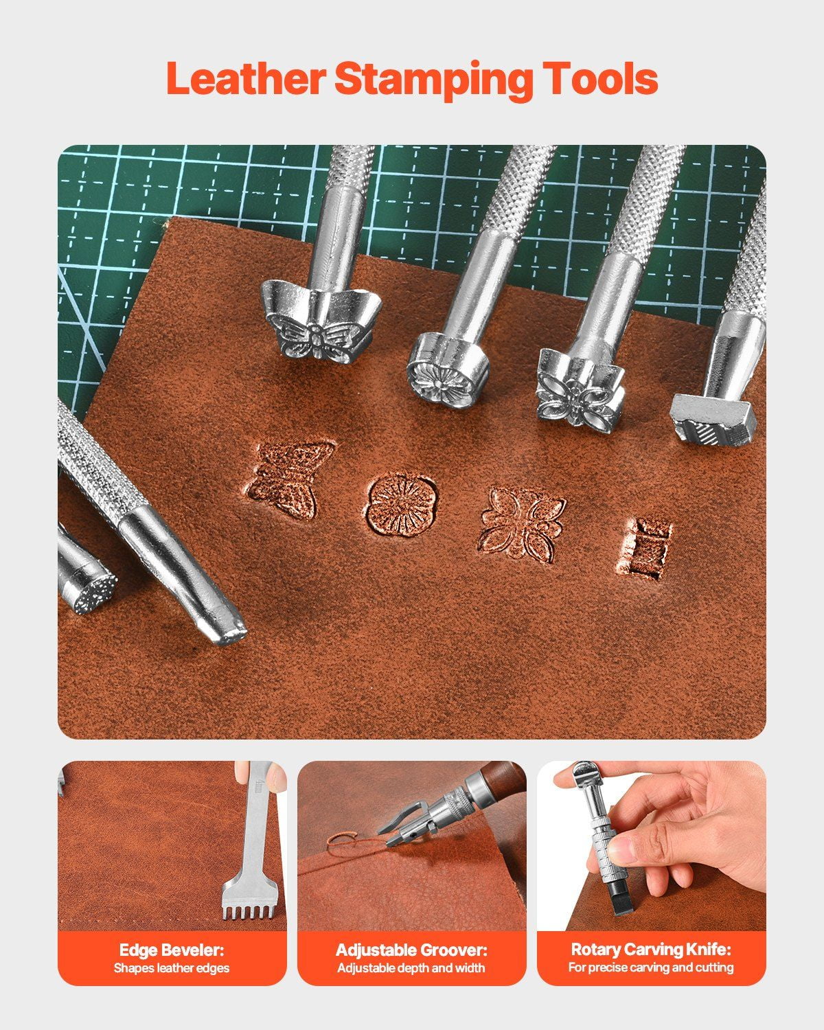 Complete Leather Working Kit 59 PCS – Includes Stamping, Punching, Engraving & Sewing Tools