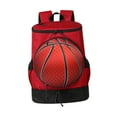 thumbnail image 2 of Mochila de baloncesto informal con compartimento para zapatos para ir de compras, fitness y viajes Rojo Negro M Infantil, 2 of 8