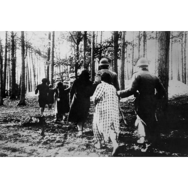 German Atrocities In Poland Ca. 1941. Polish Women Led By Soldiers