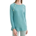thumbnail image 1 of Hanerdun Women Long Sleeve Blouse Female Round Neck Button T-Shirt Sky Blue 2XL, 1 of 5