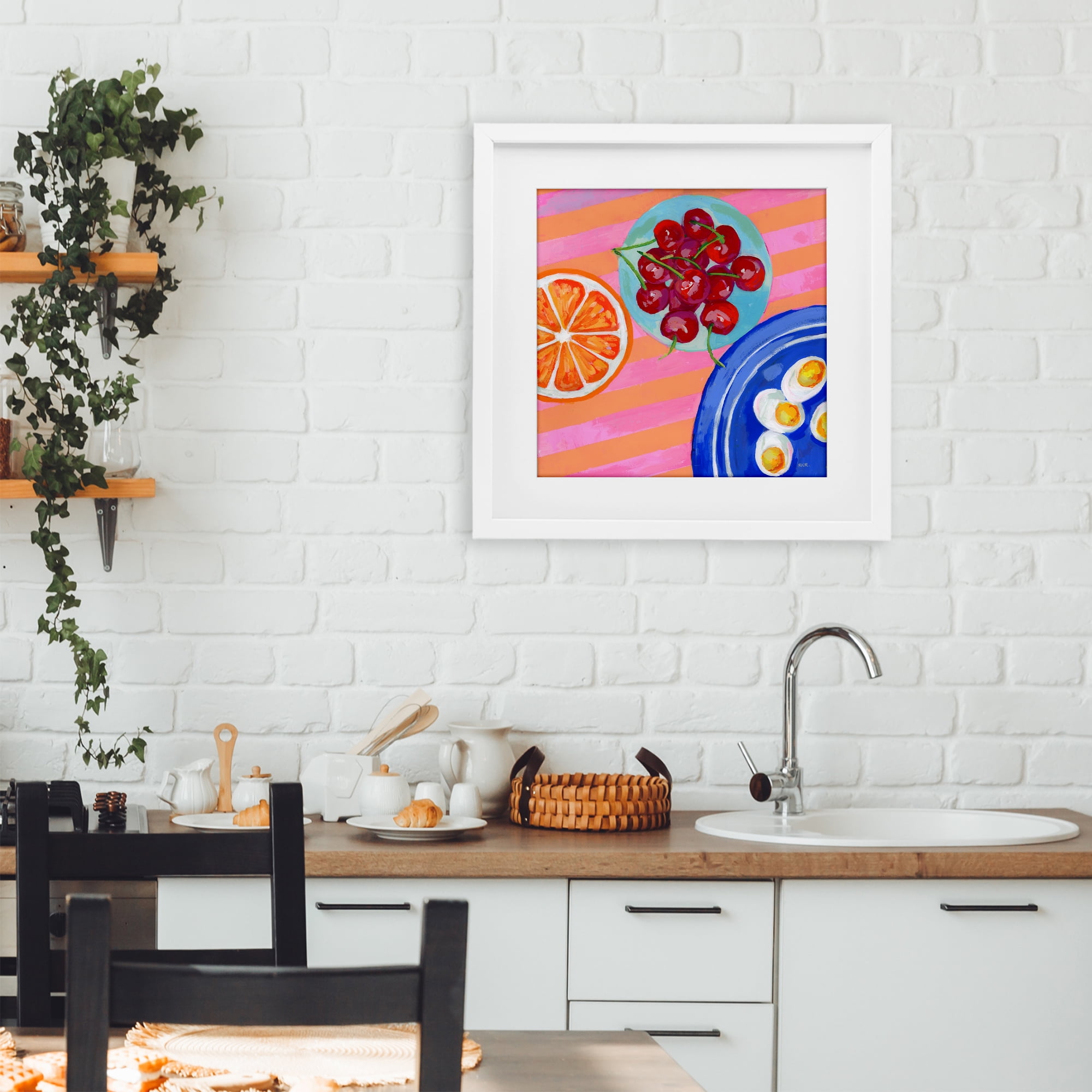 Stupell Industries Summer Snacks Picnic Blanket White Framed Print Under Glass, design by Rachael Reese